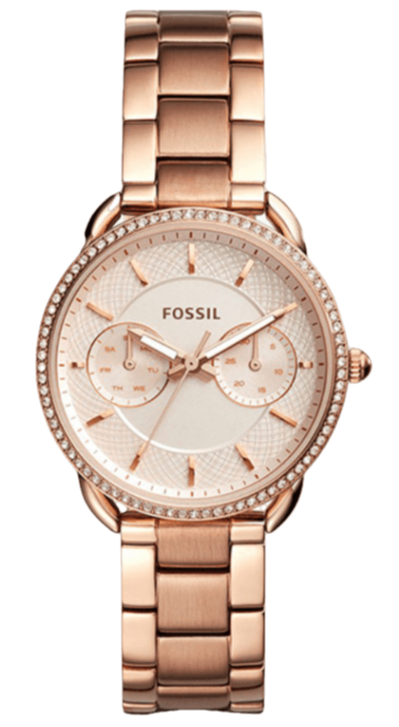 Fossil Tailor Rose Gold Dial Rose Gold Steel Strap Watch for Women - ES4264