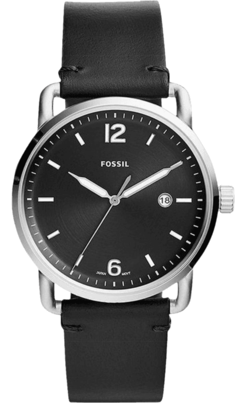 Fossil The Commuter Black Dial Black Leather Strap Watch for Men - FS5406