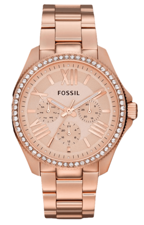 Fossil Cecile Rose Gold Dial Rose Gold Steel Strap Watch for Women - AM4483