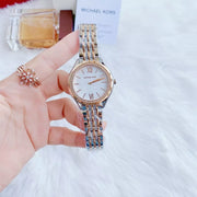 Michael Kors Mindy Three Hand White Dial Two Tone Steel Strap Watch For Women - MK7077
