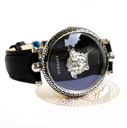 Versace Palazzo Empire Black Dial Black Leather Strap Watch for Women - VCO060017
