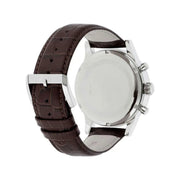 Hugo Boss Aeroliner Chronoraph White Dial Brown Leather Strap Watch For Men - 1512447