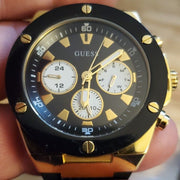 Guess Poseidon Chronograph Black Dial Black Rubber Strap Watch for Men - GW0057G1