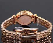 Emporio Armani Gianni T-Bar Black Dial Rose Gold Strap Watch For Women - AR11145