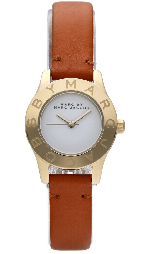 Marc Jacobs Mini Blade White Dial Brown Leather Strap Watch for Women - MBM1219