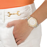 Marc Jacobs Blade Chronograph Silver Dial Two Tone Steel Strap Watch for Women - MBM3177