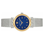 Versace Meander Blue Dial Silver Mesh Bracelet Watch for Women - VELW00520