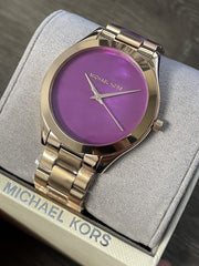 Michael Kors Runway Pink Dial Rose Gold Steel Strap Watch for Women - MK3550