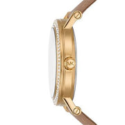 Michael Kors Corey Analog Gold Dial Brown Leather Strap Watch for Women - MK2986