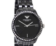 Emporio Armani Ceramica Crystals Black Dial Black Ceramic Strap Watch For Women - AR1478