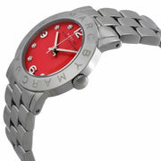 Marc Jacobs Amy Red Dial Silver Steel Strap Watch for Women - MBM3302