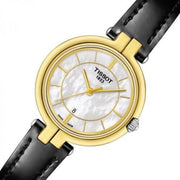 Tissot Flamingo Mother of Pearl White Dial Black Leather Strap Watch For Women - T094.210.26.111.00