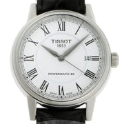 Tissot Carson Powermatic 80 White Dial Black Leather Strap Watch For Men - T085.407.16.013.00
