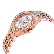 Bulova Phantom White Dial with Swarovski Baguettes Rose Gold Steel Strap Watch for Women - 98L268