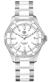 Tag Heuer Aquaracer Diamonds White Dial Two Tone Steel Strap Watch for Women - WAY131H.BA0914