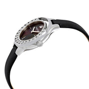 Swarovski Lovely Crystals Mother of Pearl Black Dial Black Leather Strap Watch for Women - 5242898