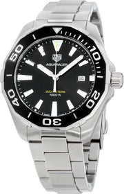 Tag Heuer Aquaracer Quartz Black Dial Silver Steel Strap Watch for Men - WAY101A.BA0746