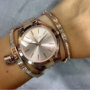 Michael Kors Slim Runway Rose Gold Dial Two Tone Steel Strap Watch for Women - MK4294