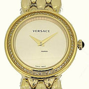 Versace V Flare Diamonds Silver Dial Gold Steel Strap Watch for Women - VEBN00918