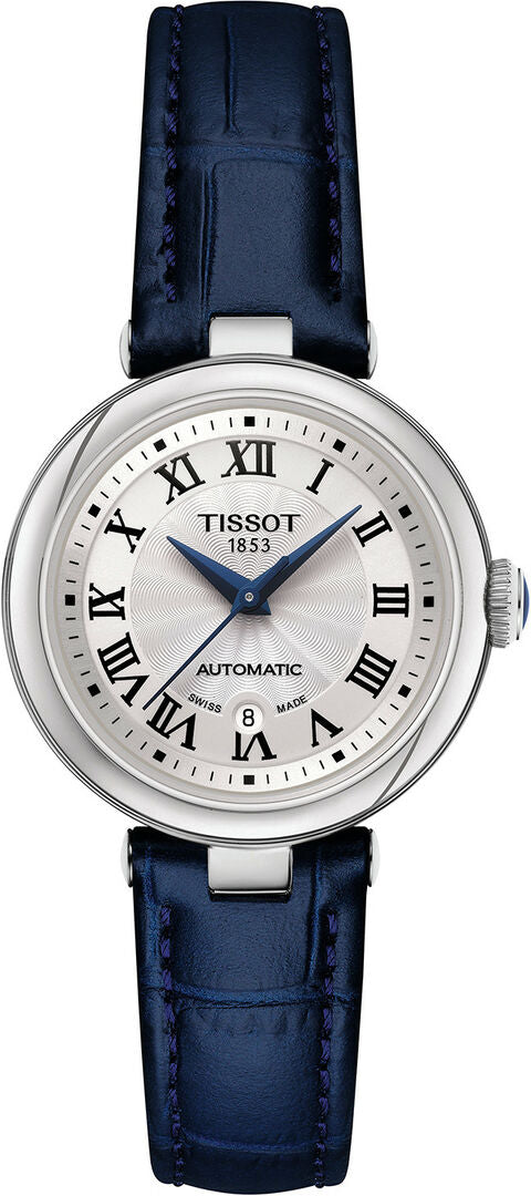 Tissot Bellissima Automatic Silver Dial Blue Leather Strap Watch For Women - T126.207.16.013.00