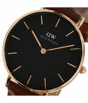 Daniel Wellington Petite St Mawes Black Dial Brown Leather Strap Watch For Women - DW00100169