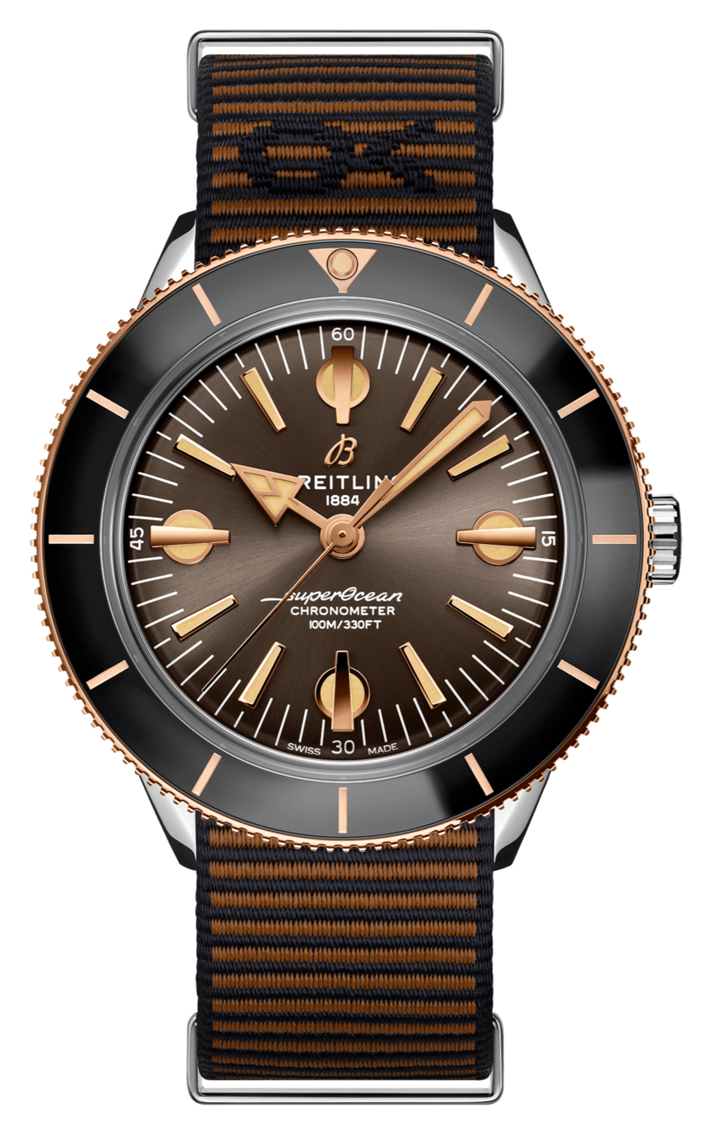 Breitling Superocean Heritage '57 Outerknown Limited Edition Brown Dial Brown NATO Strap Watch for Men - U103701A1Q1W1