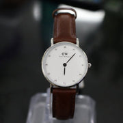 Daniel Wellington Classy St Mawes White Dial Brown Leather Strap Watch For Women - DW00100067