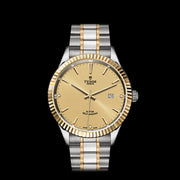 Tudor Style Automatic Diamonds Gold Dial Two Tone Steel Strap Watch for Men - M12713-0007