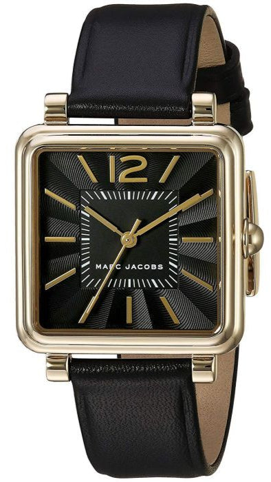 Marc Jacobs Vic Black Dial Black Leather Strap Watch for Women - MJ1522