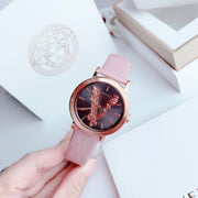 Versace Virtus Quartz Grey Dial Pink Leather Strap Watch for Women - VEHC00319