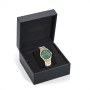 Versace V-Auria Quartz Green Dial Two Tone Steel Strap Watch for Men - VE0F00425