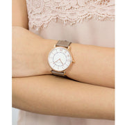 Marc Jacobs Roxy White Dial Cement Brown Leather Strap Watch for Women - MJ1533
