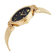 Versace Meander Black Dial Gold Mesh Bracelet Watch for Women - VELW00720