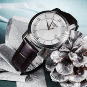 Tissot T Classic Bridgeport Silver Dial Brown Leather Strap Watch For Men - T097.410.16.038.00