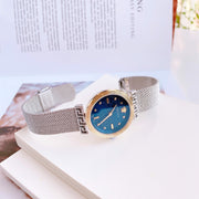 Versace Meander Blue Dial Silver Mesh Bracelet Watch for Women - VELW00520