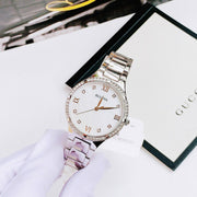 Bulova Crystal Collection Mother of Pearl Dial Silver Steel Strap Watch for Women - 96L263