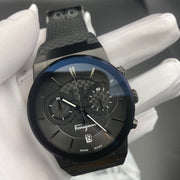 Salvatore Ferragamo Sapphire Chrono Black Dial Black Rubber Strap Watch for Men - SFME00621
