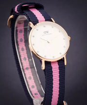 Daniel Wellington Classy Winchester White Dial Two Tone NATO Strap Watch For Women - DW00100065