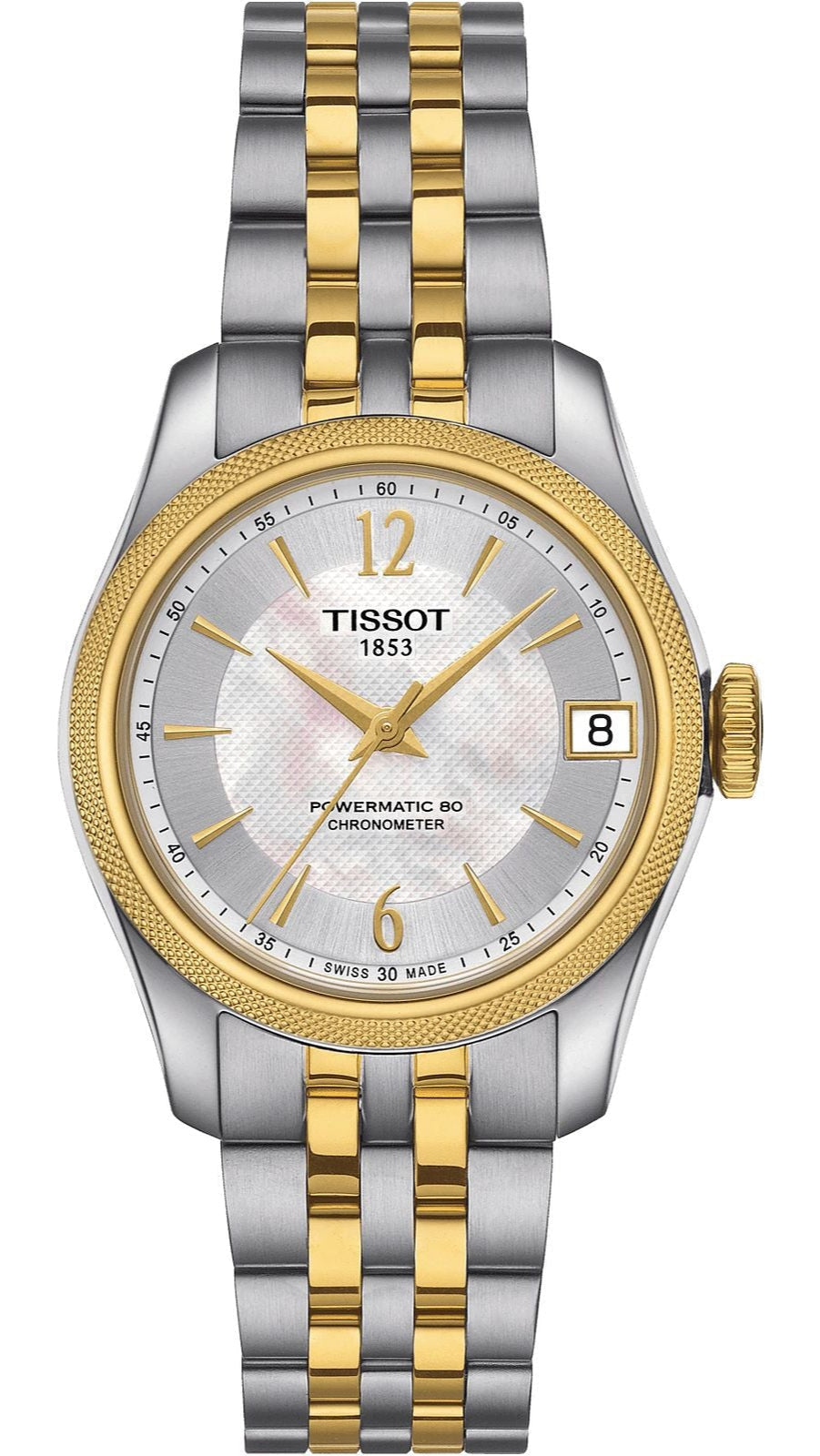 Tissot Ballade Powermatic 80 Mother of Pearl Silver Dial Two Tone Steel Strap Watch For Women - T108.208.22.117.00