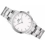 Daniel Wellington Iconic Link White Dial Silver Steel Strap Watch For Women - DW00100205