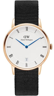 Daniel Wellington Dapper Cornwall White Dial Black Nylon Strap Watch For Women - DW00100263