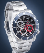 Guess Axle Multifunction Black Dial Silver Steel Strap Watch For Men - GW0488G1
