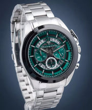Maserati Traguardo Chronograph Green Dial Silver Steel Strap Watch For Men - R8873612060
