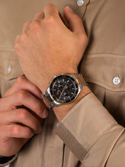 Maserati SFIDA Chronograph Black Dial Two Tone Steel Strap Watch For Men - R8873640002