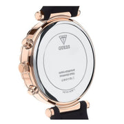 Guess Solstice Diamonds Black Mother of Pearl Dial Black Rubber Strap Watch for Women - GW0113L2